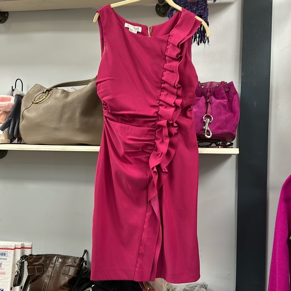 Kay Unger Pink Ruffle Dress Size 6 - Picture 1 of 4
